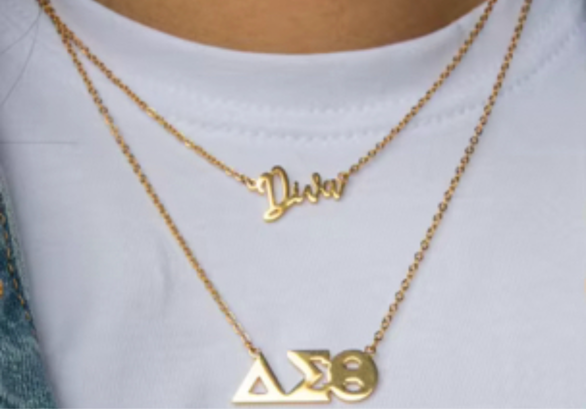 Delta Sigma Theta Double GOLD Pendant Necklace - SALE