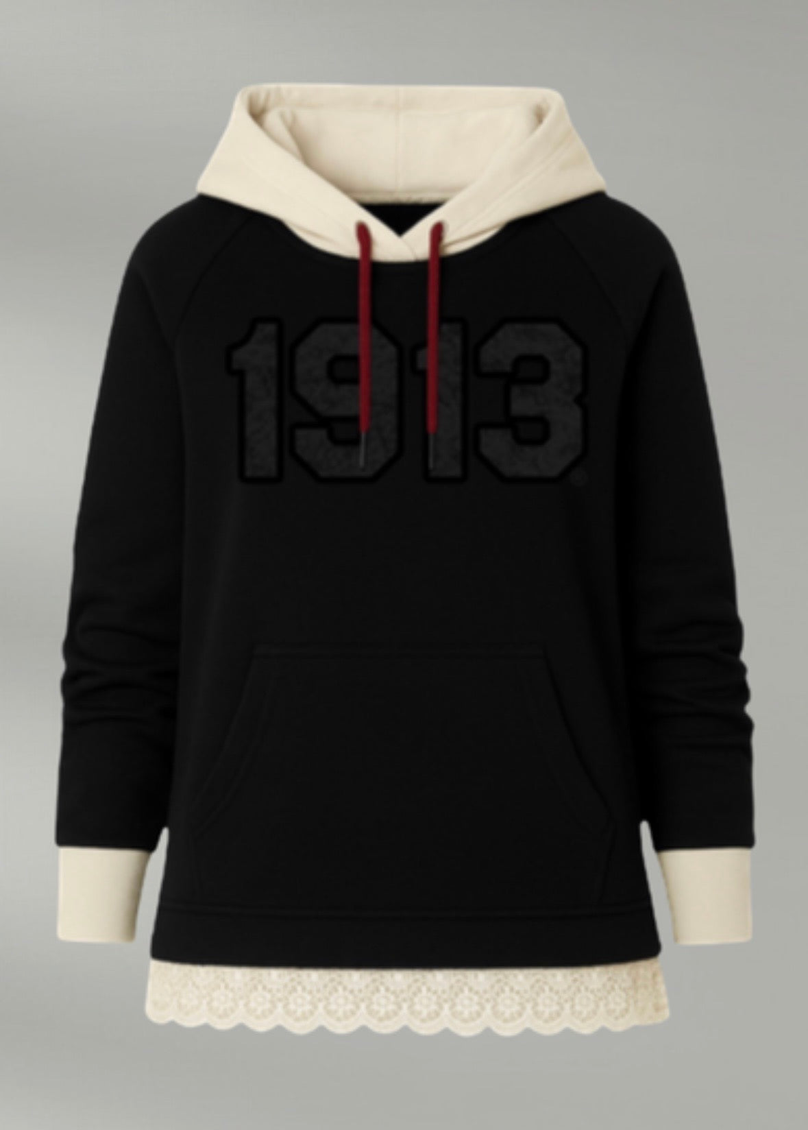 Black Chenille 1913 Lace Hoodie