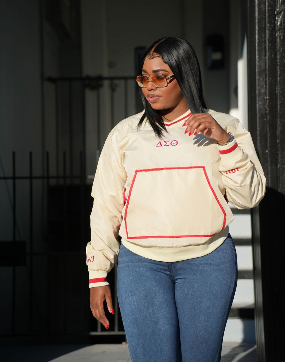 Greek Letter two tone pullover windbreaker - SALE