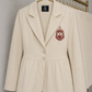 Stylish Cream with Crimson Peplum Blazer