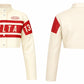Delta Cream & Crimson Faux Leather Moto Jacket