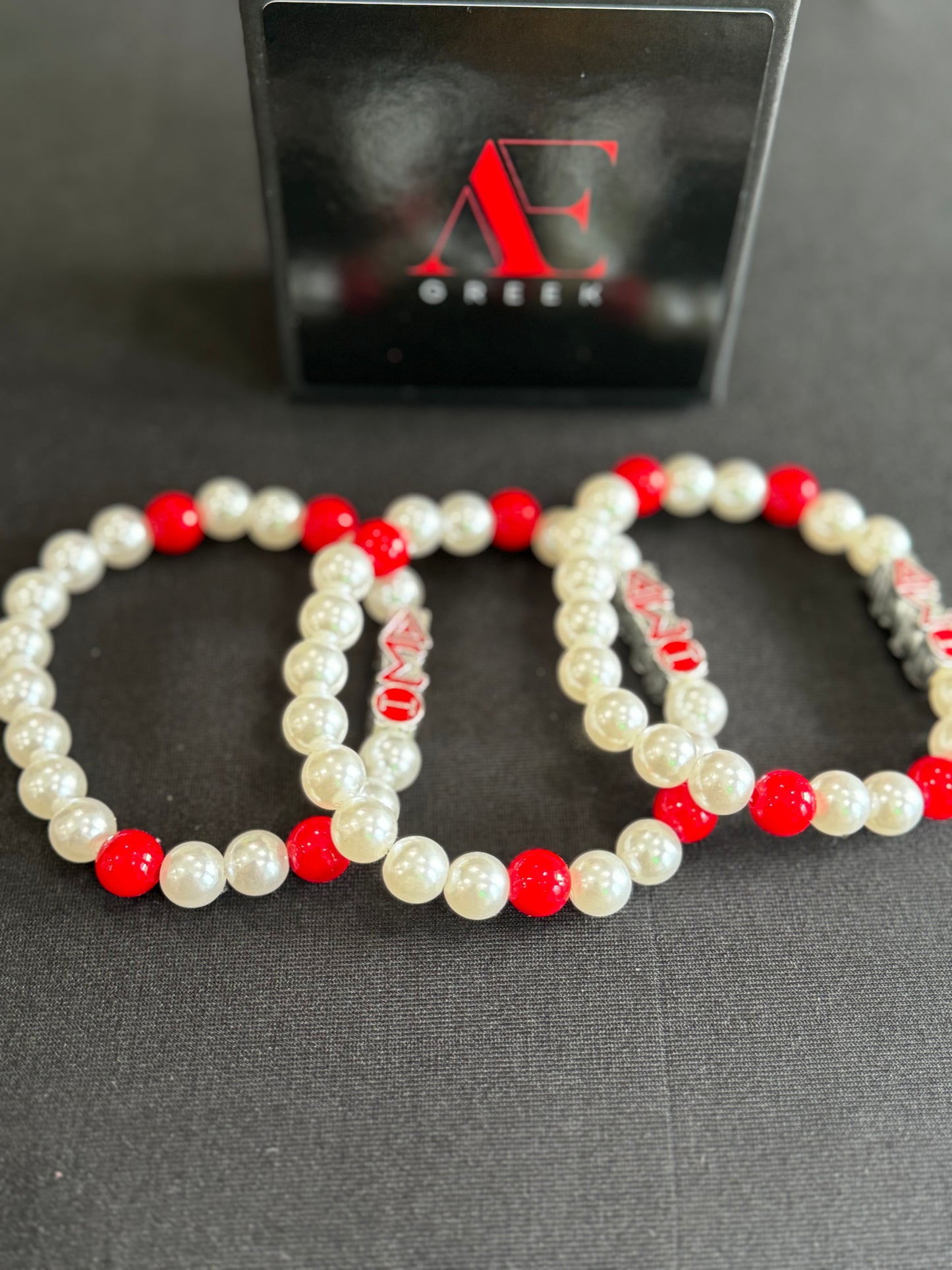 Delta Sigma Theta ΔΣΘ Red And White Beaded Pearl Bracelet