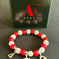 Delta Sigma Theta ΔΣΘ Red And White Beaded Bracelet