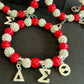 Delta Sigma Theta ΔΣΘ Red And White Beaded Bracelet