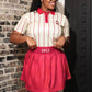 Tennis Crimson Cream Skirt Set