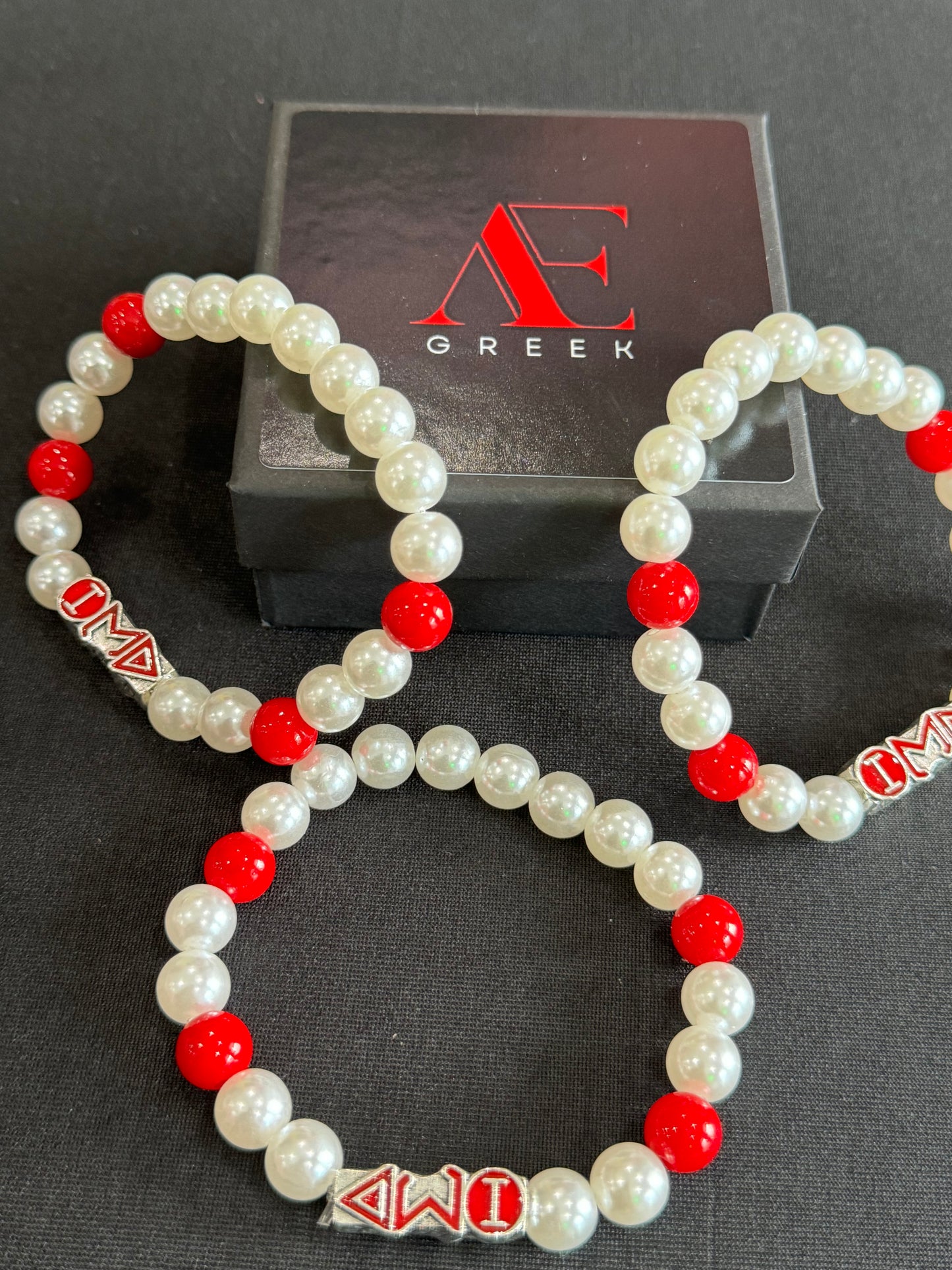 Delta Sigma Theta ΔΣΘ Red And White Beaded Pearl Bracelet