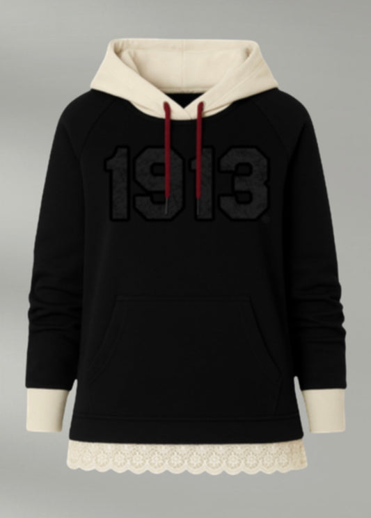 Black Chenille 1913 Lace Hoodie