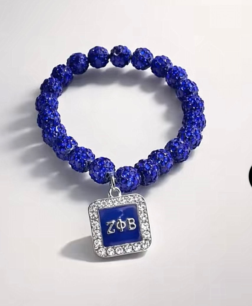 Zeta Phi Beta (SPARKLE) All Blue Beaded Bracelet