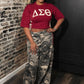 She Tie Crimson and Cream Shirt