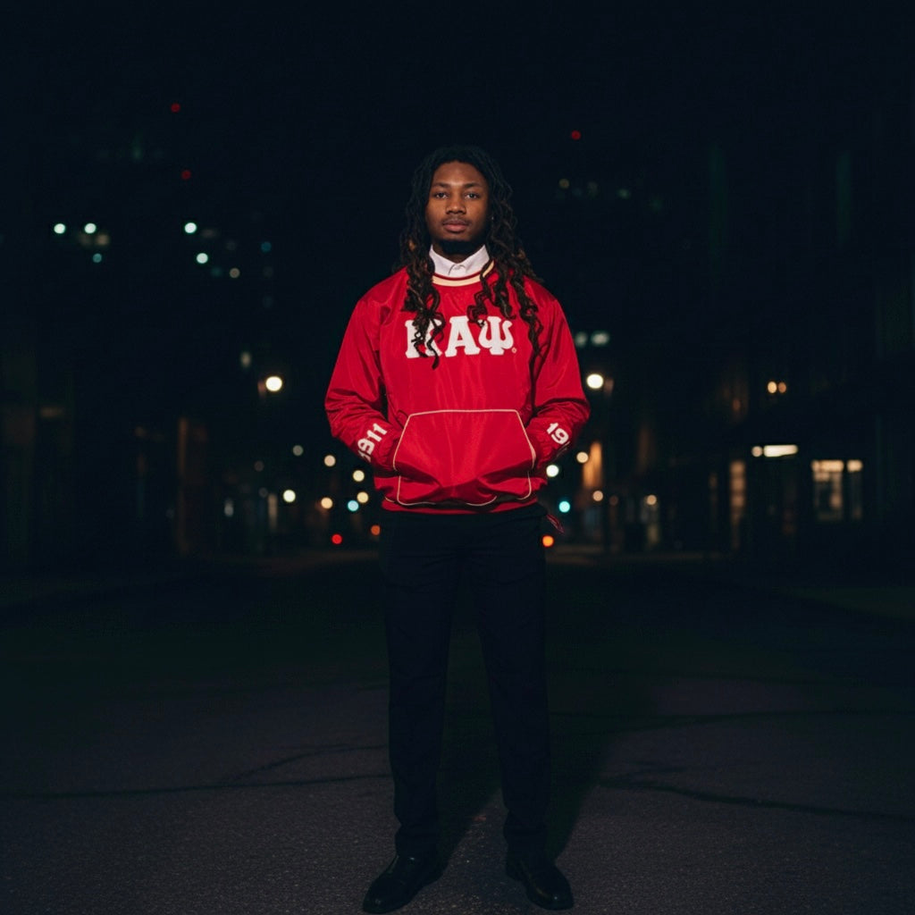 ΚΑΨ Crimson and Cream Dual sided Pullover Windbreaker