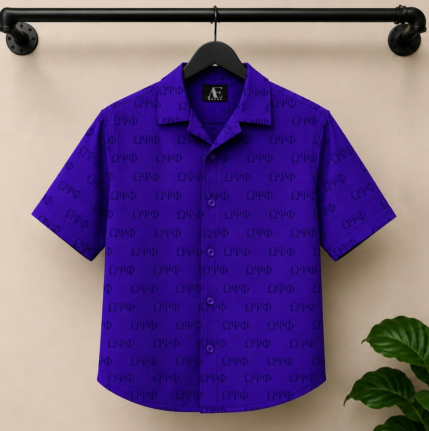 Omega Psi Phi Monogram Button Down Top