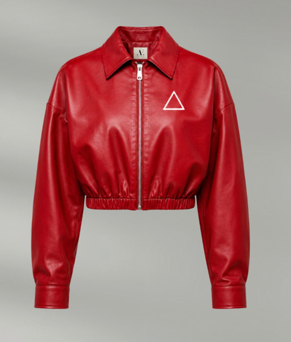 Red Delta Faux Leather Cropped Jacket