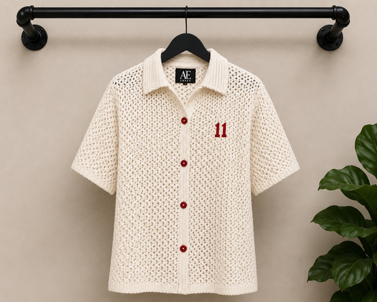 Kappa Cream Crochet Button-Up Top