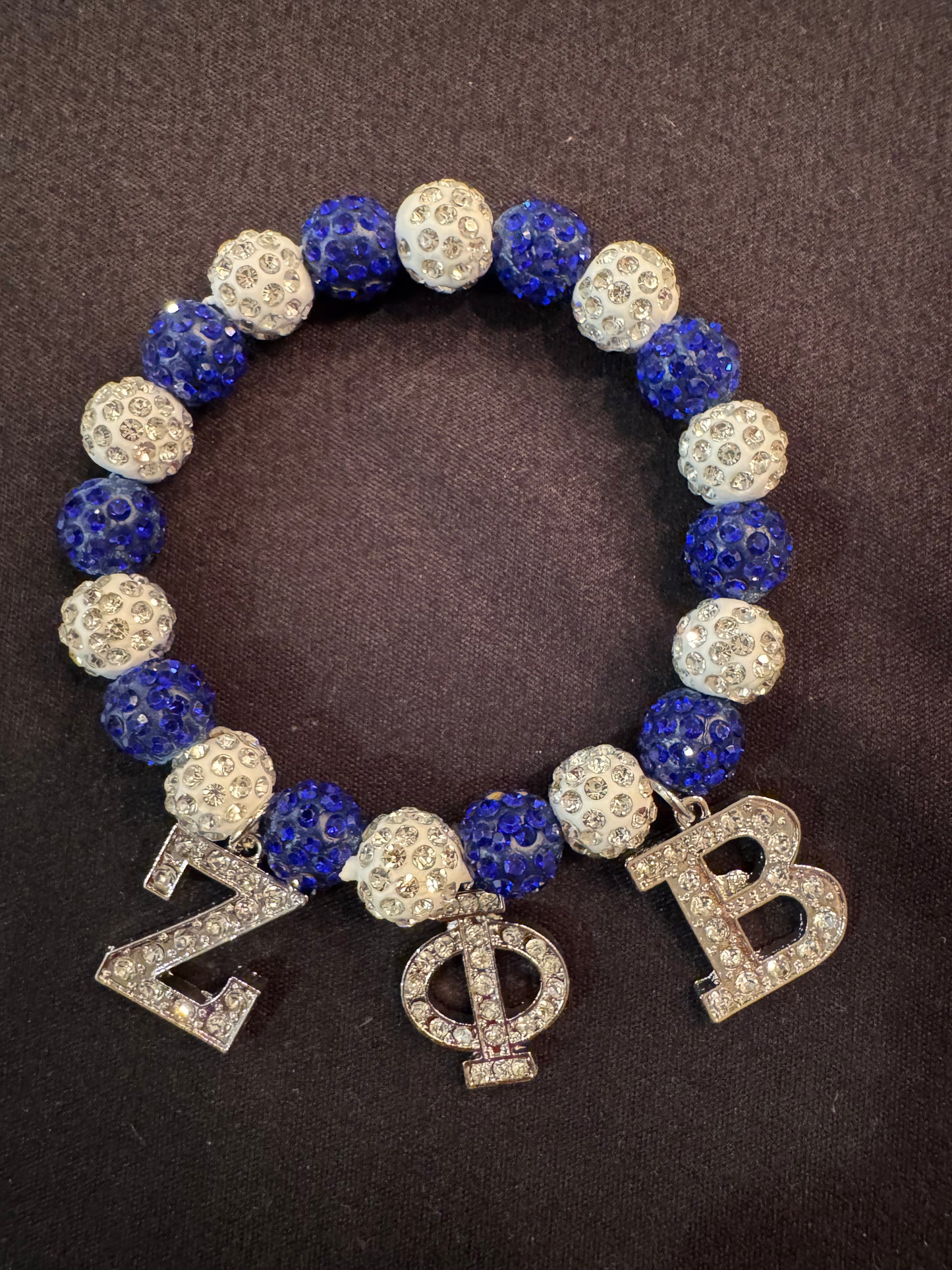 Zeta Phi Beta (SPARKLE) Blue And White Beaded Bracelet