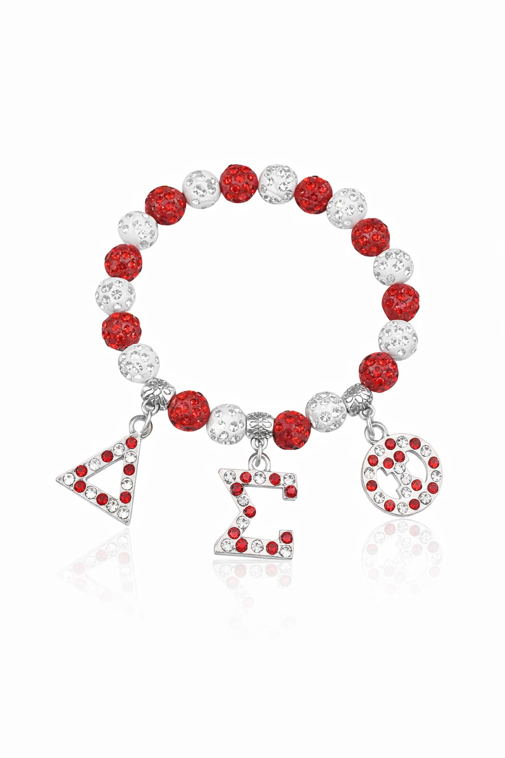 Delta Sigma Theta ΔΣΘ (SPARKLE) Red And White Beaded Bracelet
