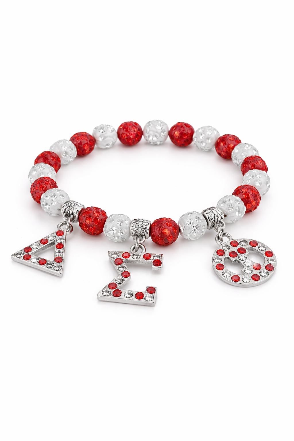 Delta Sigma Theta ΔΣΘ (SPARKLE) Red And White Beaded Bracelet