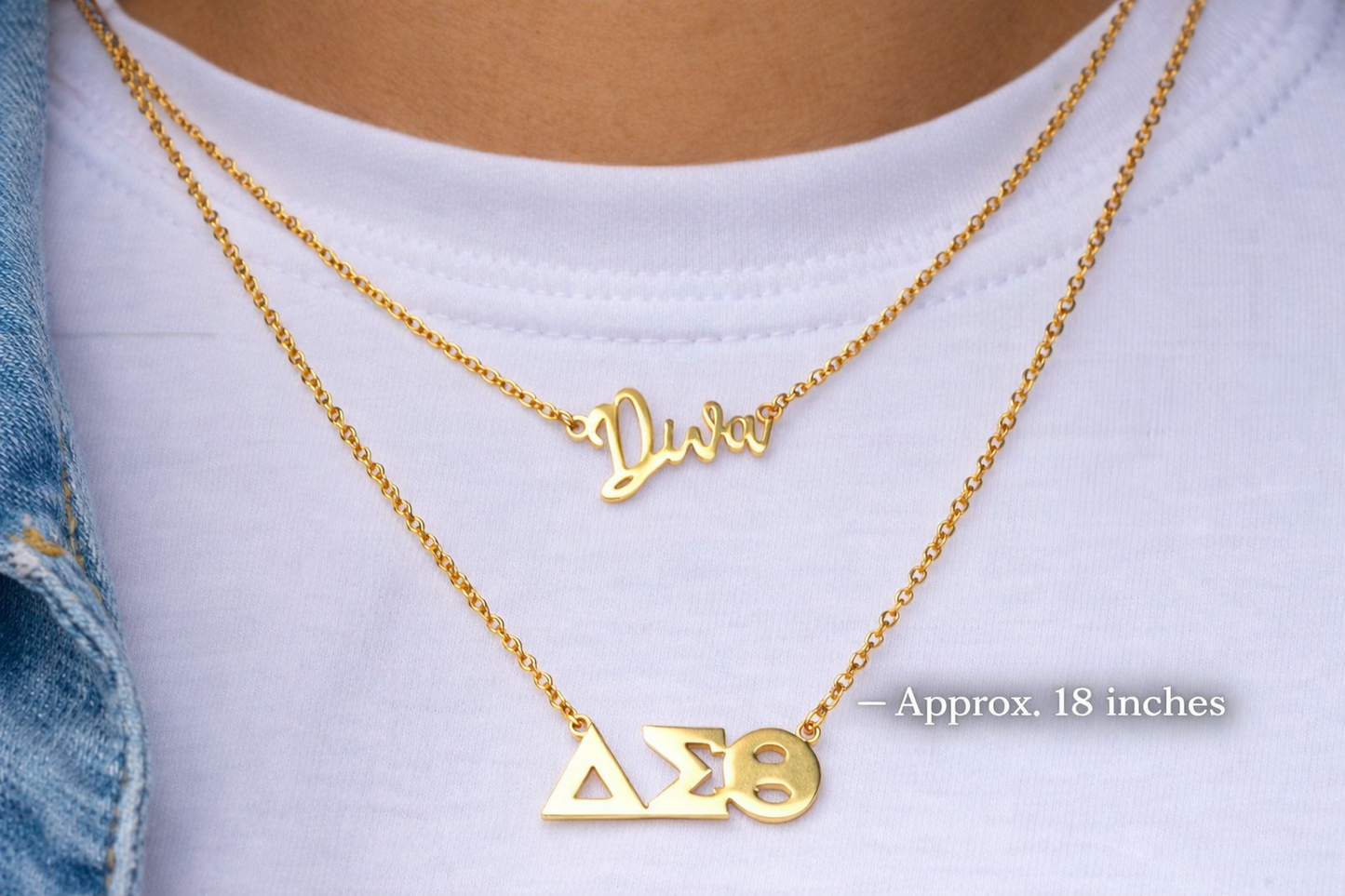 Delta Sigma Theta Double GOLD Pendant Necklace - SALE